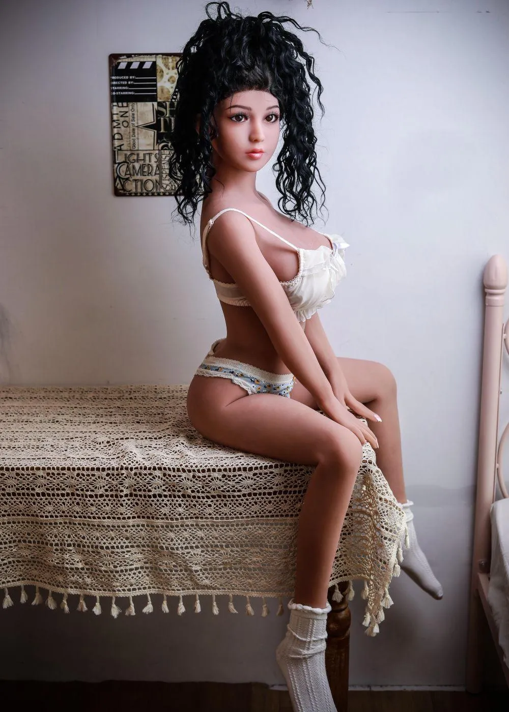 55.1IN 52.9LB Sex Doll Brown Eyes With Short Brown Hair Long Blonde Love Dolls【US Stock Available ONLY】