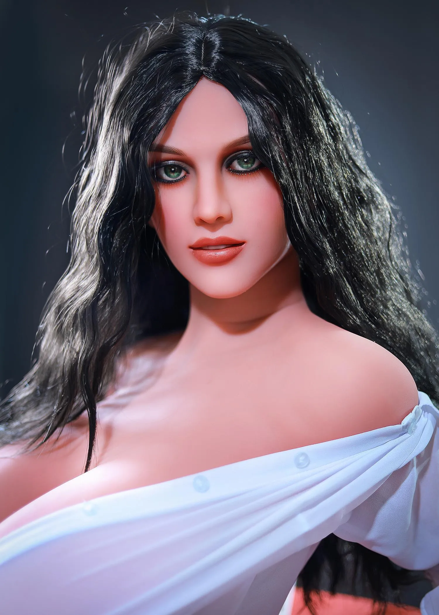 61.4IN 77.2LB Sex Doll Big Breast Wheat-colored Skin With Long Black Curly Hair 【US Stock Available ONLY】