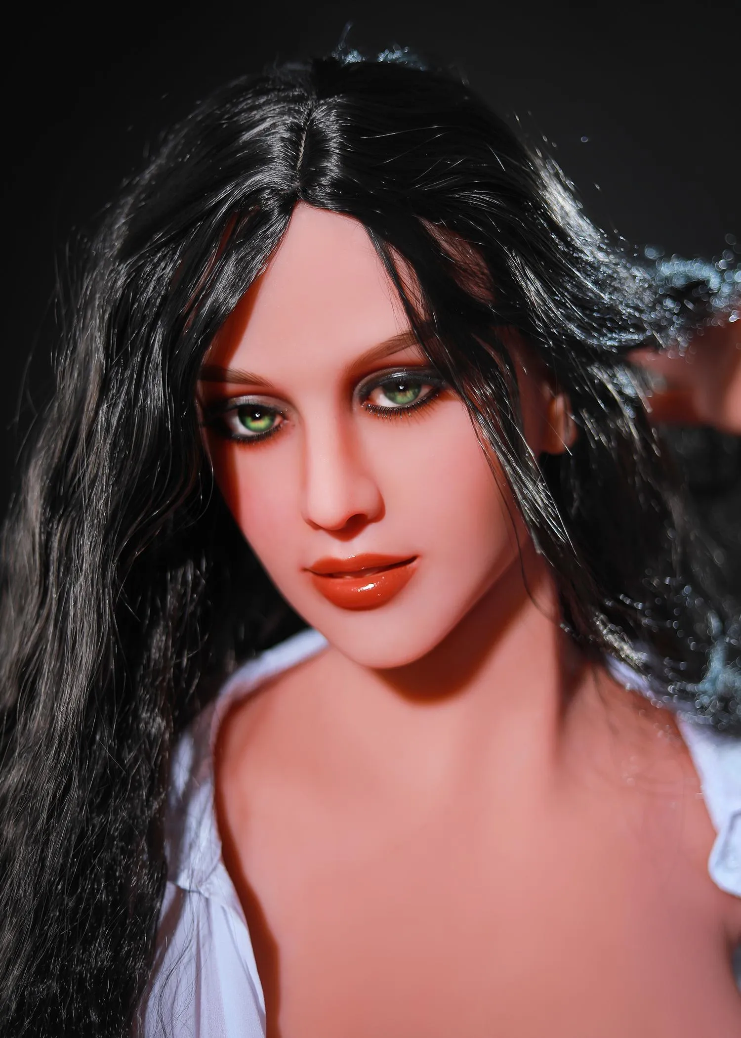 61.4IN 77.2LB Sex Doll Big Breast Wheat-colored Skin With Long Black Curly Hair 【US Stock Available ONLY】