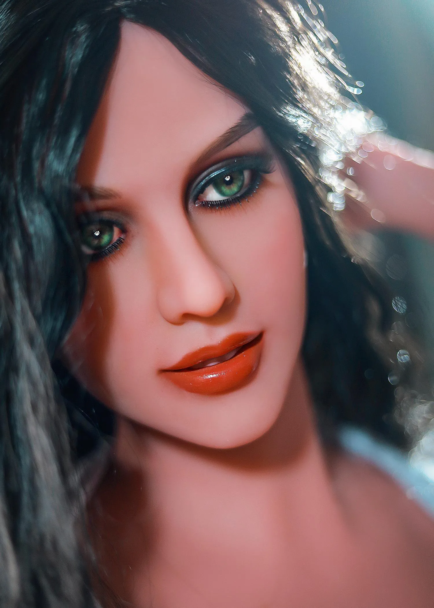 61.4IN 77.2LB Sex Doll Big Breast Wheat-colored Skin With Long Black Curly Hair 【US Stock Available ONLY】