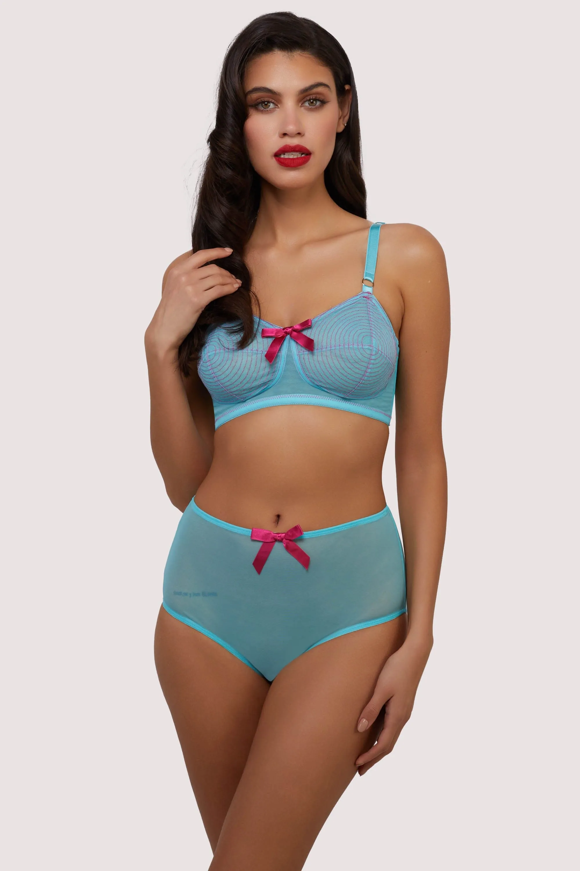 Cleo Contrast Stitch Mesh Retro High Waisted Brief