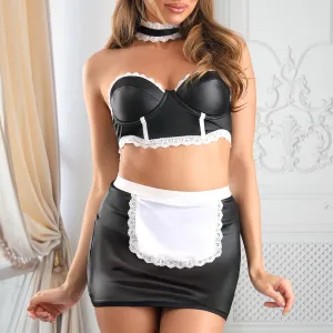 Fantasy Lingerie 5-Star Service Wet Look Maid Costume