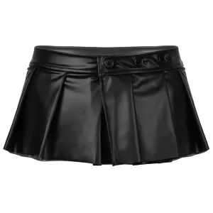 JSY Matte Wet Look Pleated Micro Mini Skirt
