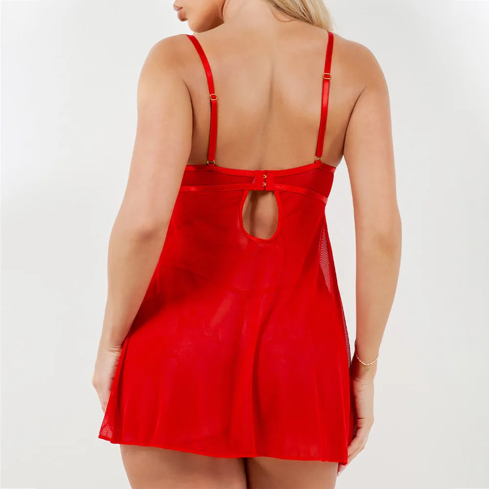 Just Sexy Lingerie Barbados Sheer Mesh Balconette Babydoll & G-String