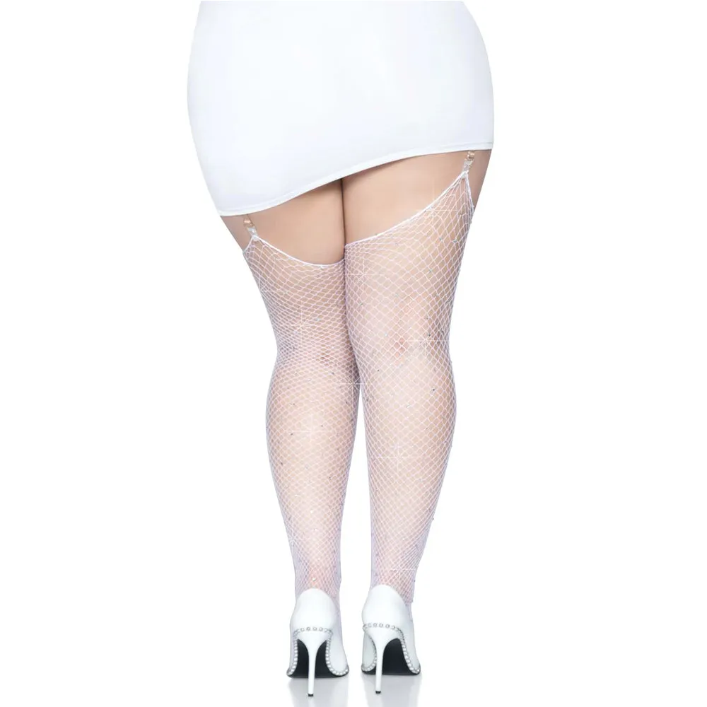 Leg Avenue Brielle Rhinestone Fishnet Thigh-High Stockings - Curvy