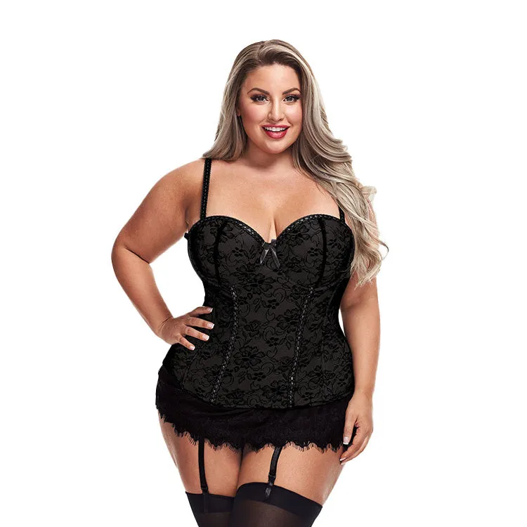 Luxe Lace Trim Bustier & G-String