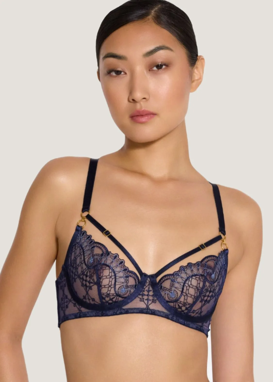 Mari Balconette Wire Bra (Navy Blue)
