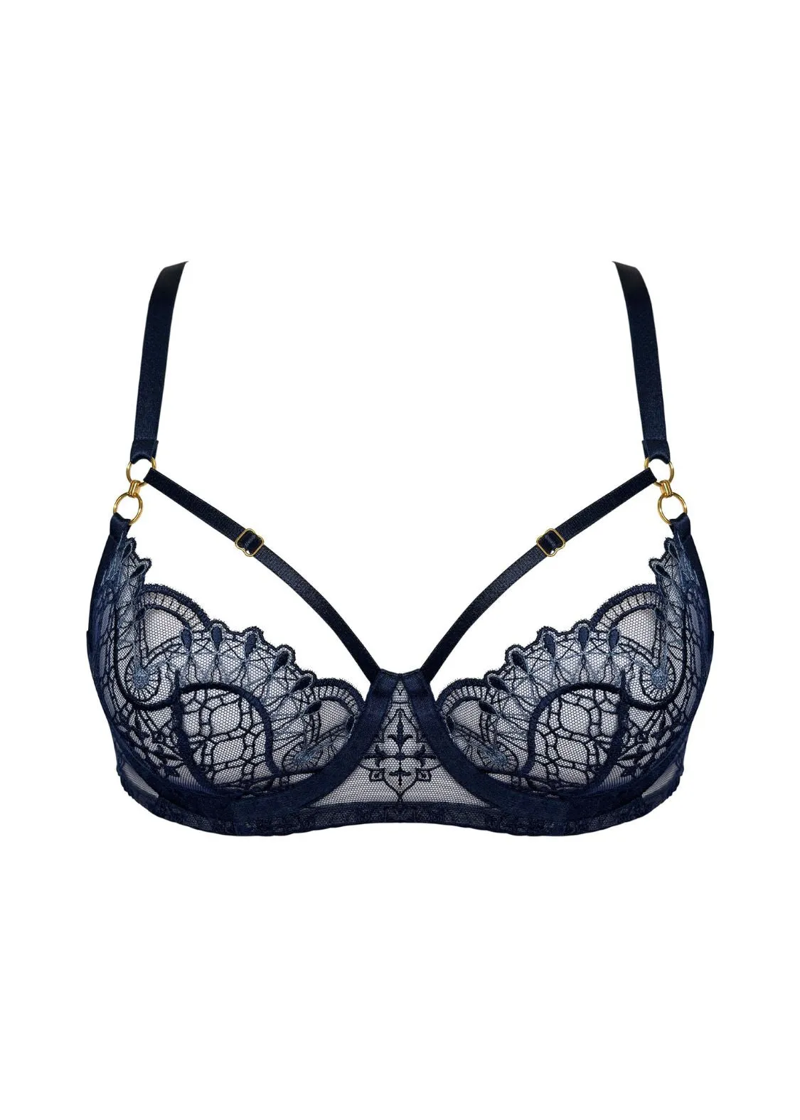 Mari Balconette Wire Bra (Navy Blue)
