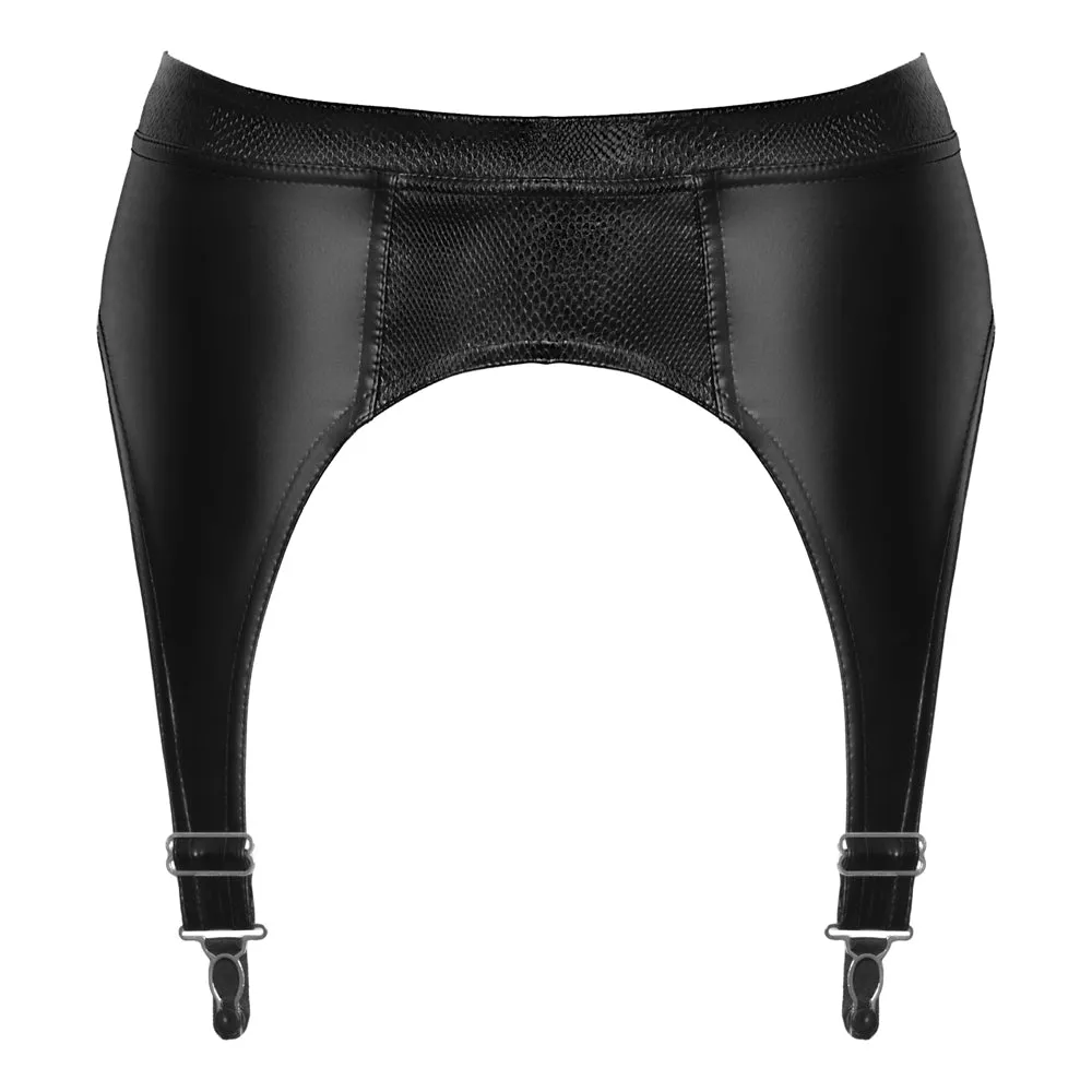 Noir Handmade Powerwetlook & Snakeskin Garter Belt