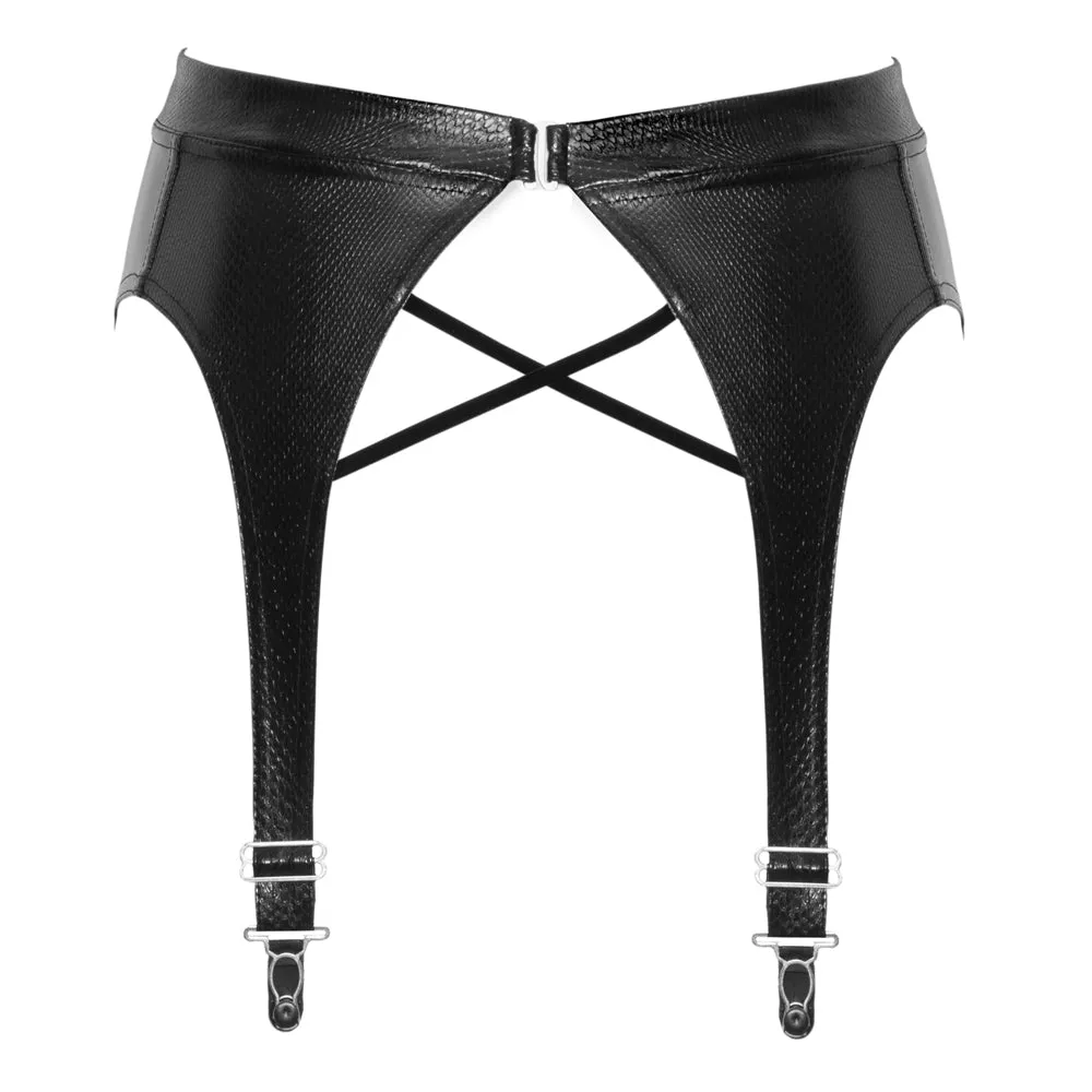 Noir Handmade Powerwetlook & Snakeskin Garter Belt