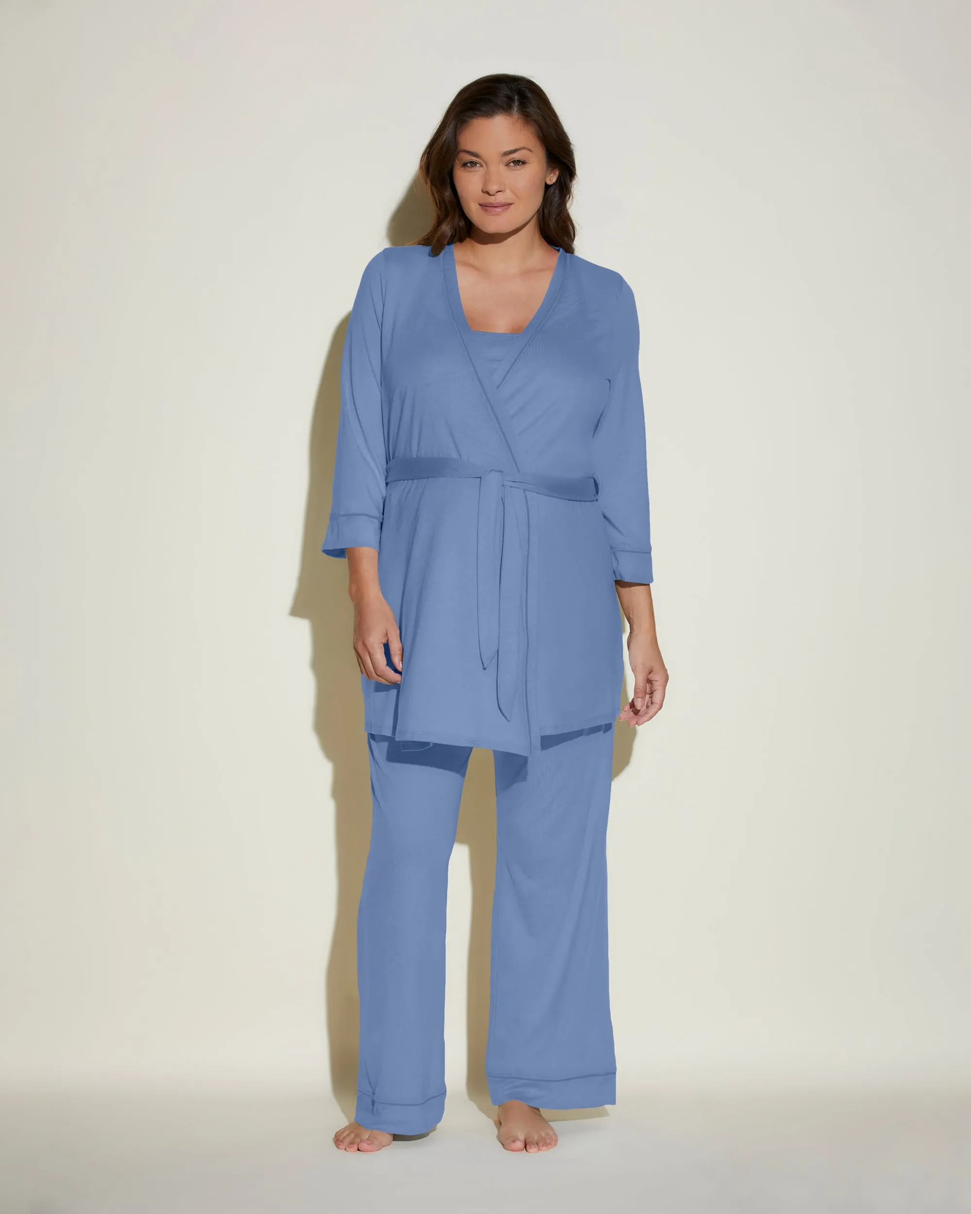 Pyjama-Set Für Schwangere, 3-Teilig, Mit Bademantel