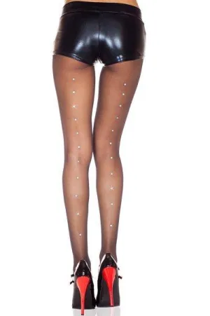 Rhinestone Back Pantyhose - One Size Available