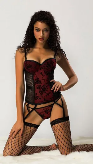 Ultra Sexy Deep Romantic Corset Lingerie Set